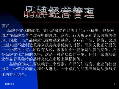 品牌经营管理
